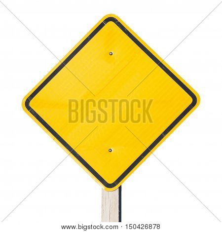 Empty yellow sign to put your information, to call attention. Blank sign.