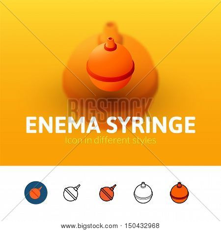 Enema syringe color icon, vector symbol in flat, outline and isometric style isolated on blur background