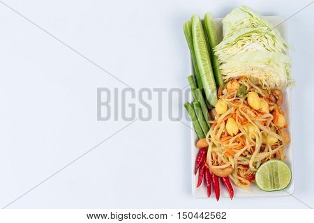 Vegetable festival as  spicy papaya salad with mixed vegetable call 