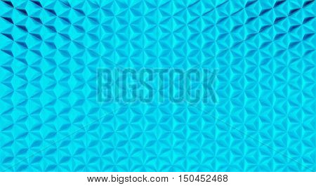 3D vector polygonal geometric triangular shape pattern background in blue glass material