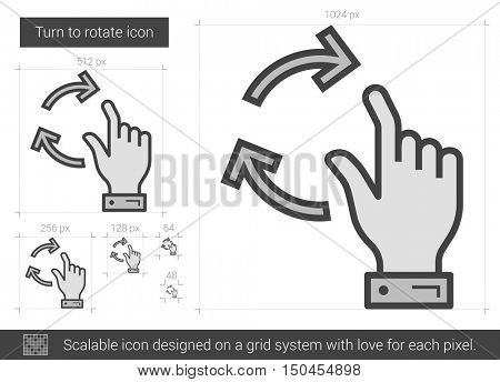 Turn to rotate vector line icon isolated on white background. Turn to rotate line icon for infographic, website or app. Scalable icon designed on a grid system.