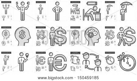 Business vector line icon set isolated on white background. Business line icon set for infographic, website or app. Scalable icon designed on a grid system.