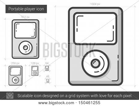 Portable player vector line icon isolated on white background. Portable player line icon for infographic, website or app. Scalable icon designed on a grid system.