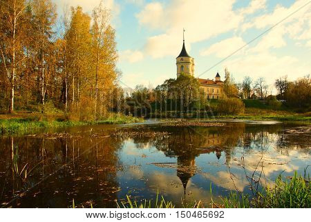 Autumn landscape in the park Mariental in Pavlovsk