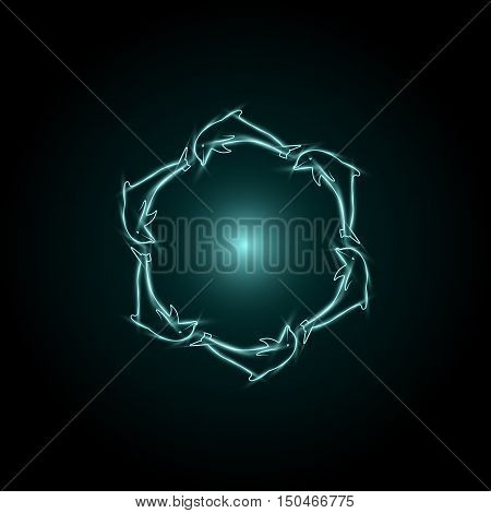 Dolphins Silhouettes, Abstract Dolphin, bright background vector