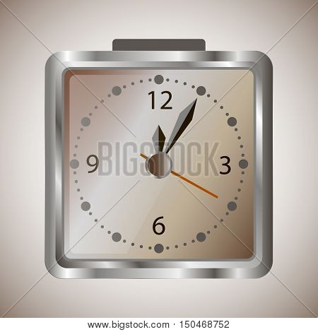Metal clock alarm clock on a white background, vector illustration