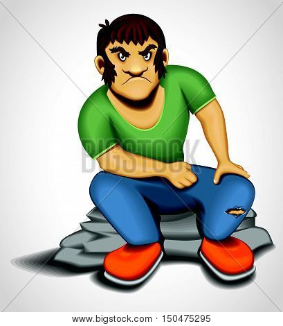 Cartoon Bad Boy Retro Angry Male Character
