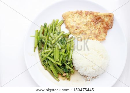 Stir-fried Chinese Morning Glory, Water Spinach, Tumis Kangkung, Stir Fried Morning Glory .phad Puk