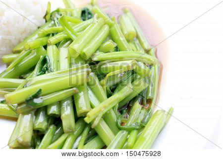 Stir-fried Chinese Morning Glory, Water Spinach, Tumis Kangkung, Stir Fried Morning Glory .phad Puk