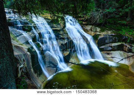 Mumlava waterfall in the Karkonosze National Park Harrachov.