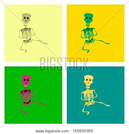 assembly of flat illustration skeleton Halloween monster