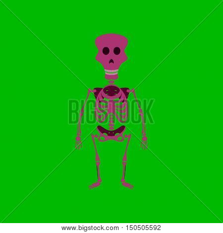 flat illustration on stylish background of skeleton Halloween monster