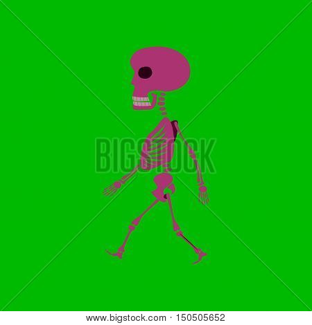 flat illustration on stylish background of skeleton Halloween monster