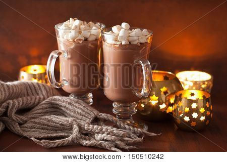 hot chocolate with mini marshmallows cinnamon winter drink candles