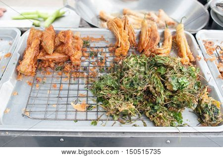 Street Food. Street food in Burmese (Myanmar). Fried Vegetable.