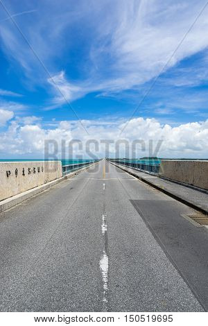 Ikema Bridge in Miyako Island of Okinawa, Japan. 
Letters mean 