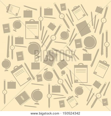Abstract Business Office Stuff Set Retro Bachground Vector Illustration