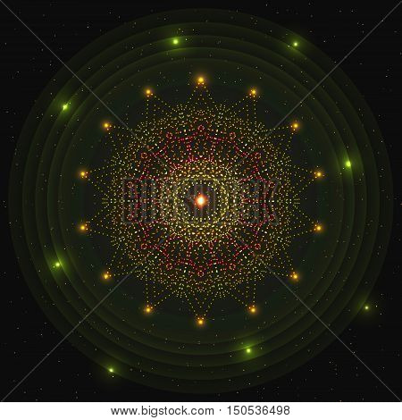 Abstract Bright Glowing Shimmering Warm Light Circle