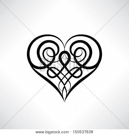Heart shape symbol isolated. Love heart amulet in ancient Celtic ornamental style.