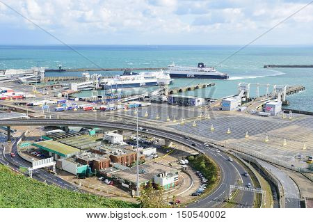 Dover United Kingdom - October 1 2016: Overlooking Dover Harbour