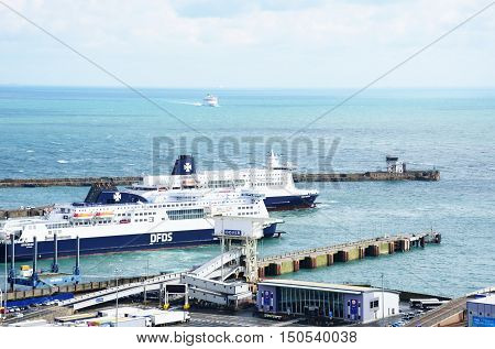 Dover United Kingdom - October 1 2016: Ferries in Dover Harbour