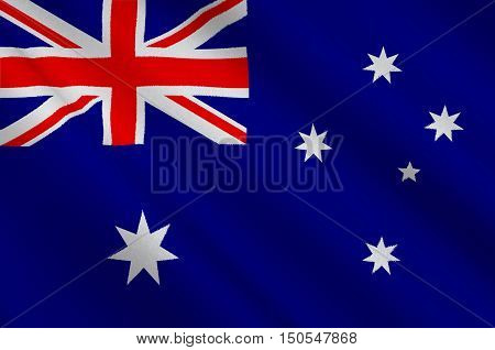Flag of Australia is an Oceanian country comprising the mainland of the Australian continent the island of Tasmania and numerous smaller islands. 3d illustration