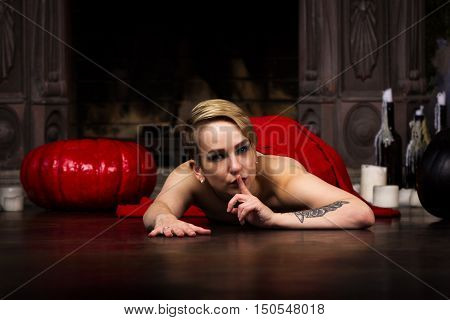 Blonde Girl In Red Dress