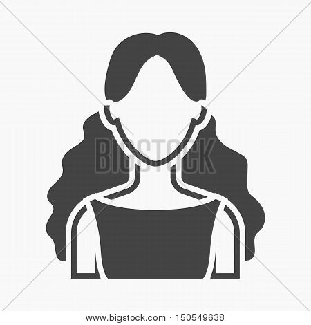 Curly girl icon simple. Single avatar, peaople icon from the big avatar simple.