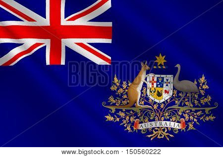 Flag of Australia is an Oceanian country comprising the mainland of the Australian continent the island of Tasmania and numerous smaller islands. 3d illustration