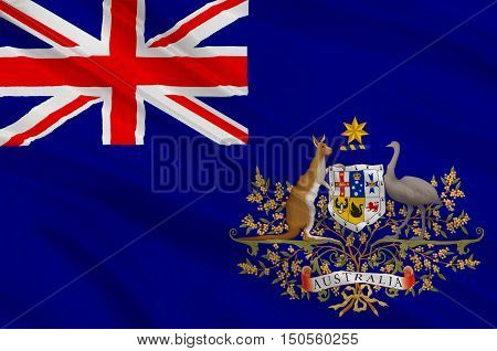 Flag of Australia is an Oceanian country comprising the mainland of the Australian continent the island of Tasmania and numerous smaller islands. 3d illustration