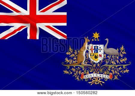 Flag of Australia is an Oceanian country comprising the mainland of the Australian continent the island of Tasmania and numerous smaller islands. 3d illustration