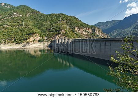 Dam of the Vacha (Antonivanovtsy) Reservoir, Rhodopes Mountain, Bulgaria