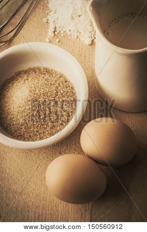 Baking Ingredients Retro Style Kitchen Scene