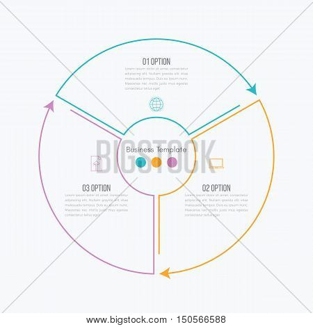 Thin line infographic element. Linear flat chart, diagram, scheme, graph with 3 steps