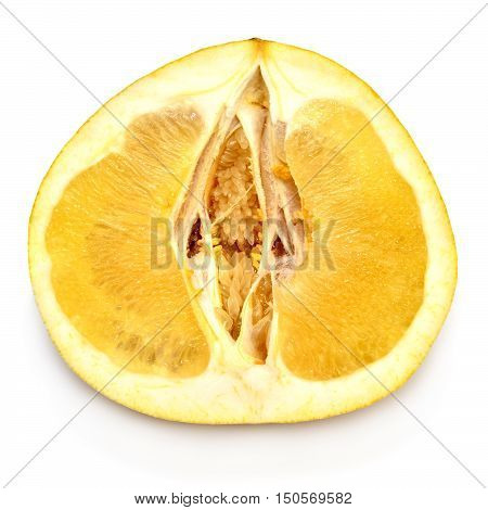 Half of pomelo fruit isolated on white background