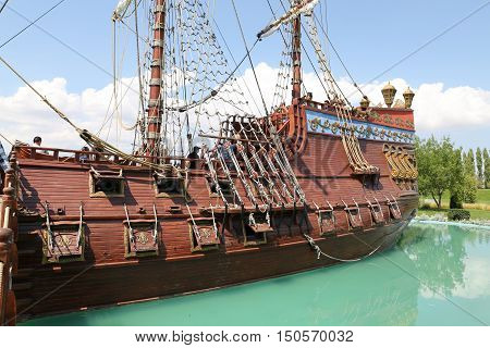 Pirate Ship in Sazova Science Art and Cultural Park in Eskisehir City Turkey