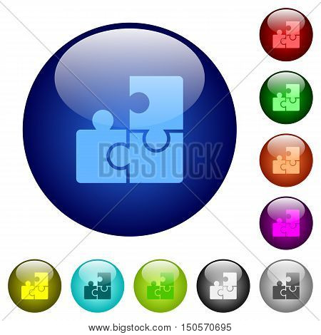 Set of color puzzles glass web buttons.
