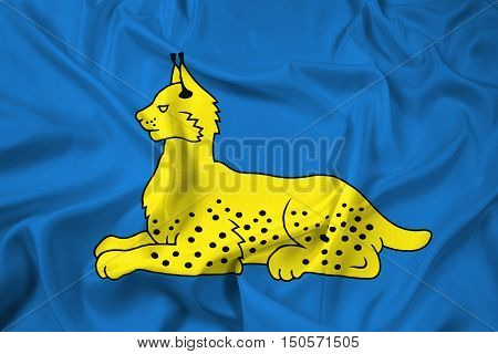 Waving Flag of Homel (Gomel) Belarus, with beautiful satin background. 3D illustration