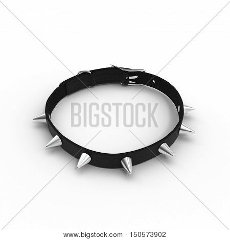 Spiked Dog Collar on a white background. 3D illustration