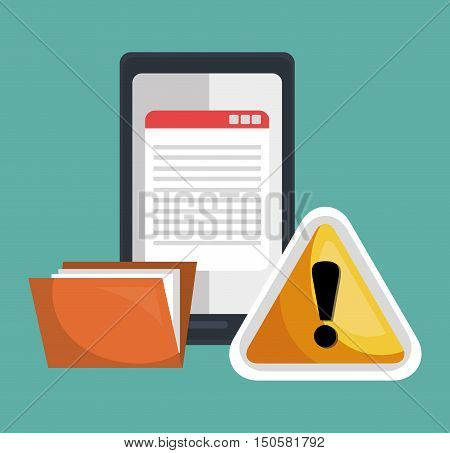 smartphone and alert virus security system. colorful design. vector illustration