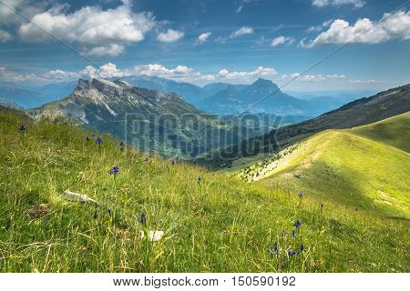 Pyrenees mountains landscape in summer. Huesca Agaron