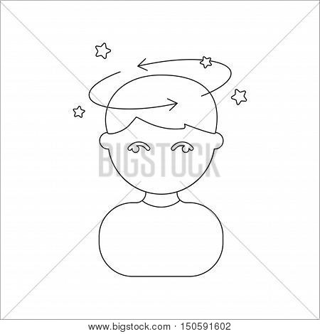 Dizziness illness icon cartoon. Person sick icon