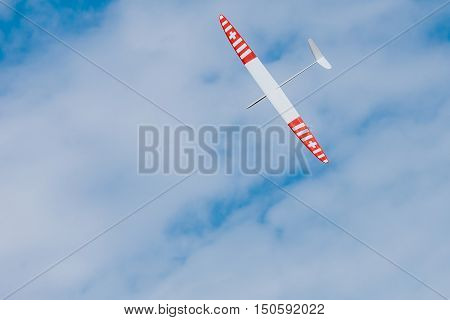 Rc Soaring Plane On Blue Sky