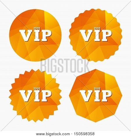 Vip sign icon. Membership symbol. Very important person. Triangular low poly buttons with flat icon. Vector