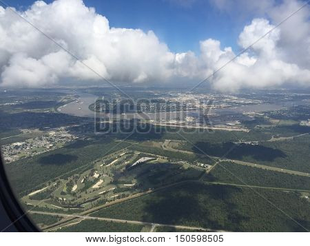 Aerial View Of New Orleans Mississippi River Basin