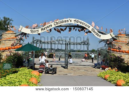 DALLAS, TX - SEP 17: The Rory Meyers Children's Adventure Garden at the Dallas Arboretum and Botanical Garden in Texas, as seen on Sep 17, 2016. It was designed to connect children with nature.