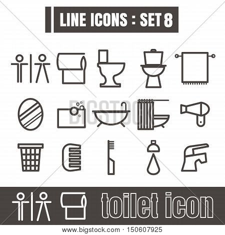 Line icons black set 8. Illustration eps 10 on white background