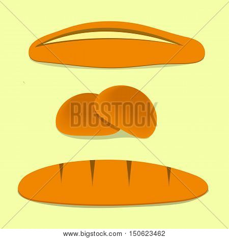Different kinds of bread vector icon set