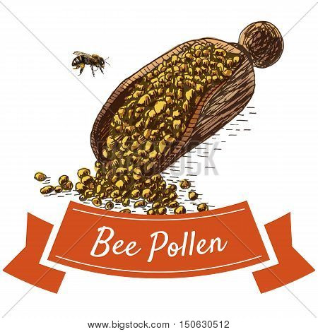 Bee pollen colorful illustration. Vector colorful illustration of bee pollen.