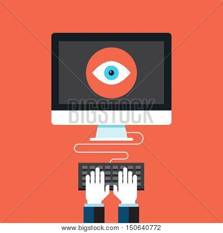 Big brother is watching. Flat design modern vector illustration concept.